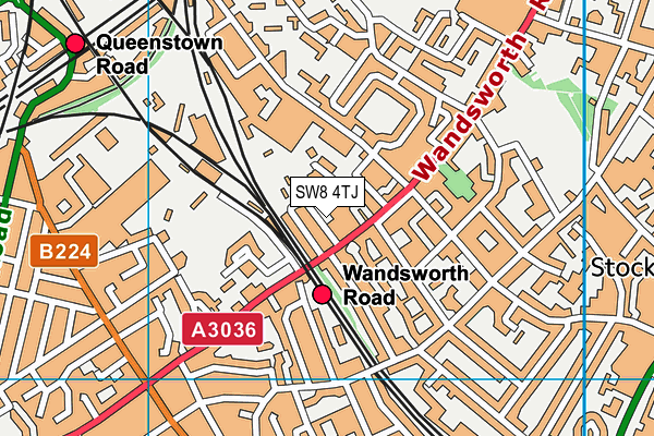 SW8 4TJ map - OS VectorMap District (Ordnance Survey)