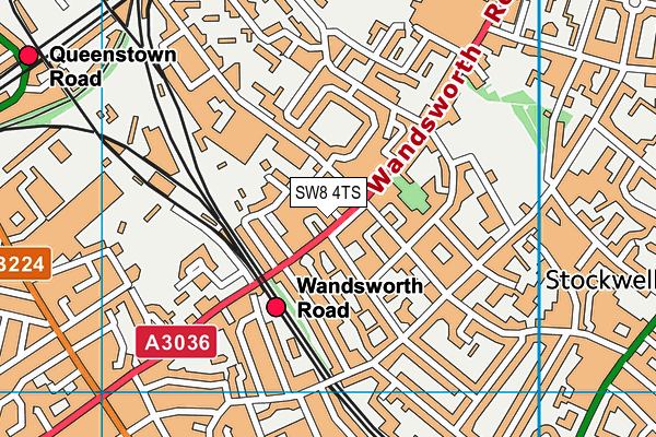 SW8 4TS map - OS VectorMap District (Ordnance Survey)