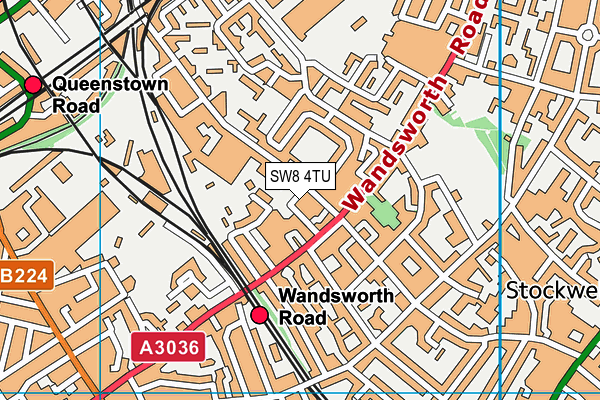 SW8 4TU map - OS VectorMap District (Ordnance Survey)