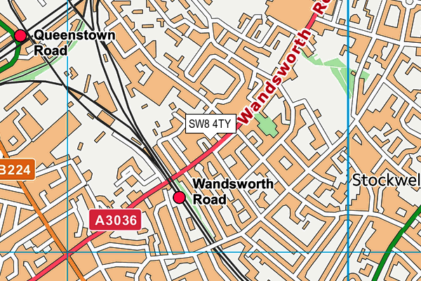 SW8 4TY map - OS VectorMap District (Ordnance Survey)