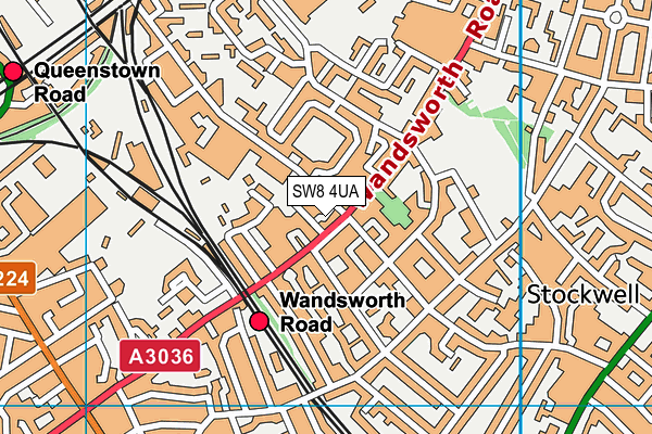 SW8 4UA map - OS VectorMap District (Ordnance Survey)