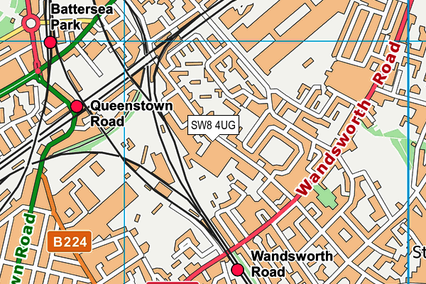 SW8 4UG map - OS VectorMap District (Ordnance Survey)