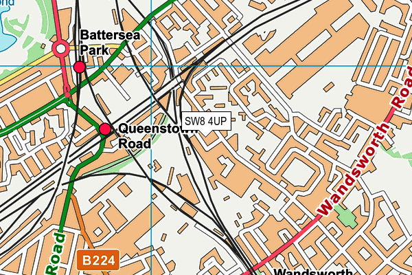 SW8 4UP map - OS VectorMap District (Ordnance Survey)