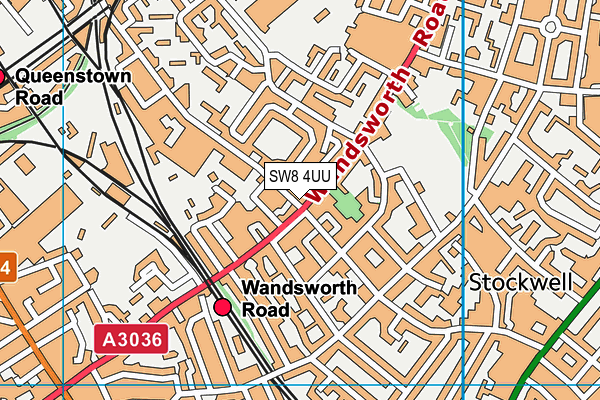 SW8 4UU map - OS VectorMap District (Ordnance Survey)