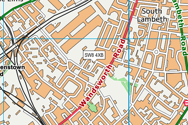 SW8 4XB map - OS VectorMap District (Ordnance Survey)