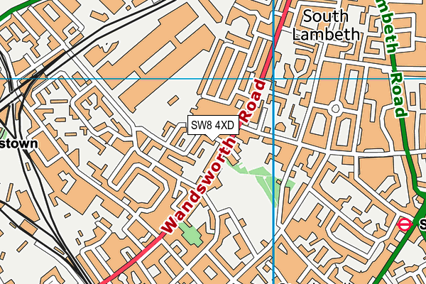 SW8 4XD map - OS VectorMap District (Ordnance Survey)