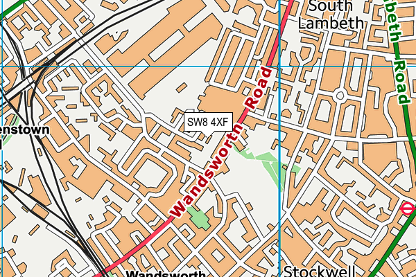 SW8 4XF map - OS VectorMap District (Ordnance Survey)