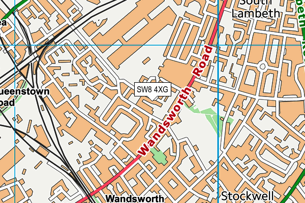 SW8 4XG map - OS VectorMap District (Ordnance Survey)