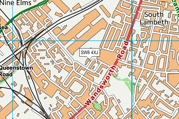 SW8 4XJ map - OS VectorMap District (Ordnance Survey)