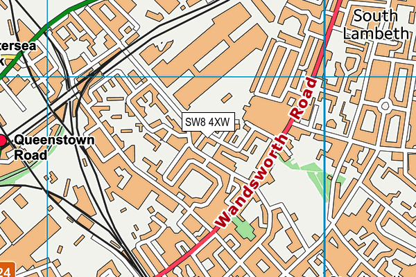 SW8 4XW map - OS VectorMap District (Ordnance Survey)