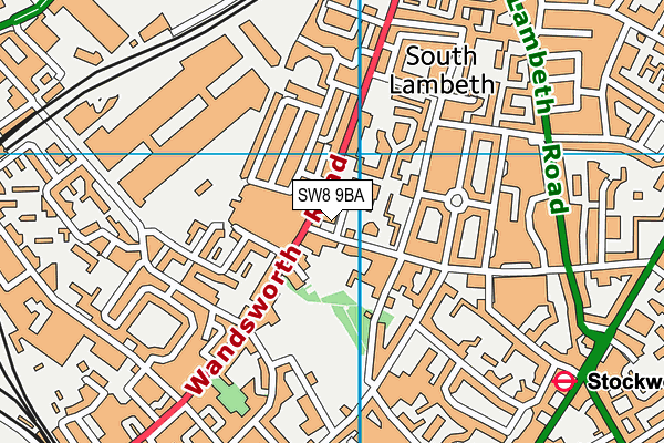 SW8 9BA map - OS VectorMap District (Ordnance Survey)