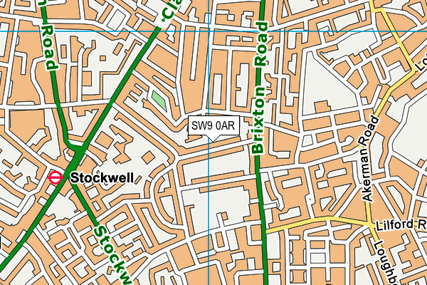 SW9 0AR map - OS VectorMap District (Ordnance Survey)