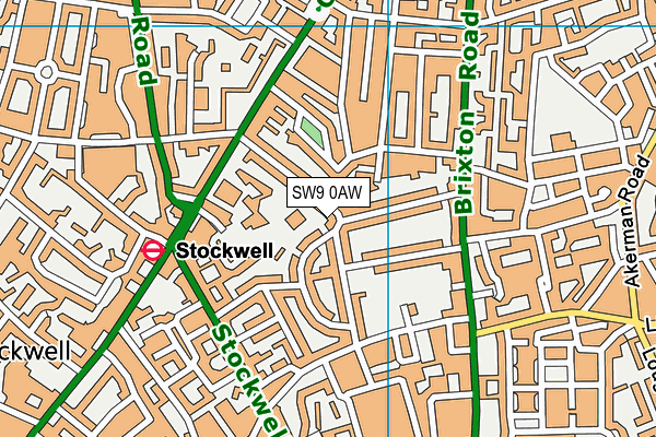 SW9 0AW map - OS VectorMap District (Ordnance Survey)