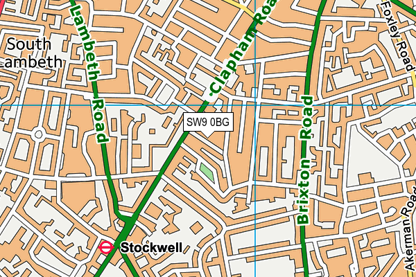 SW9 0BG map - OS VectorMap District (Ordnance Survey)