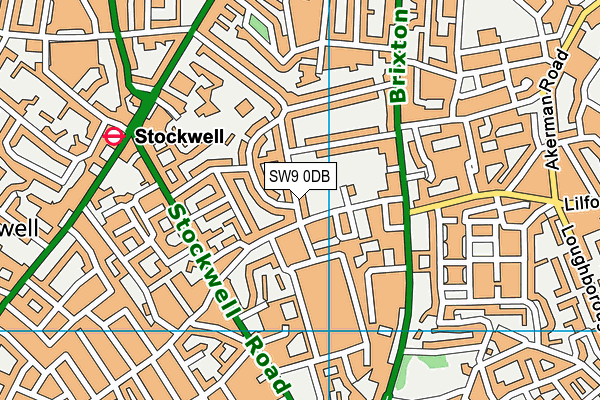 SW9 0DB map - OS VectorMap District (Ordnance Survey)