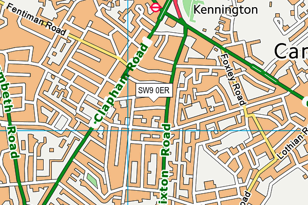 SW9 0ER map - OS VectorMap District (Ordnance Survey)