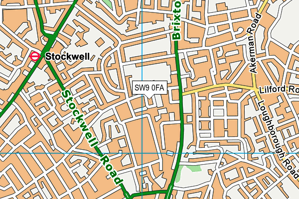 SW9 0FA map - OS VectorMap District (Ordnance Survey)