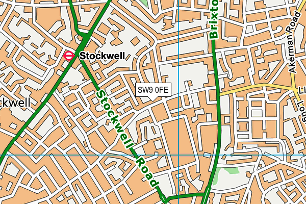 SW9 0FE map - OS VectorMap District (Ordnance Survey)