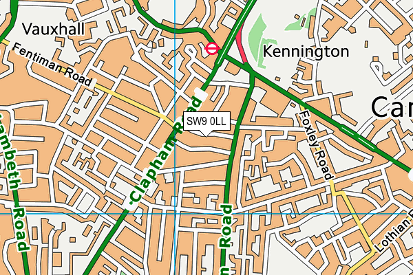 SW9 0LL map - OS VectorMap District (Ordnance Survey)