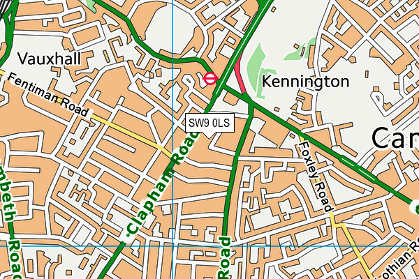 SW9 0LS map - OS VectorMap District (Ordnance Survey)