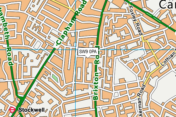 SW9 0PA map - OS VectorMap District (Ordnance Survey)