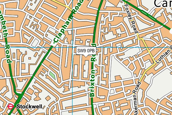 SW9 0PB map - OS VectorMap District (Ordnance Survey)