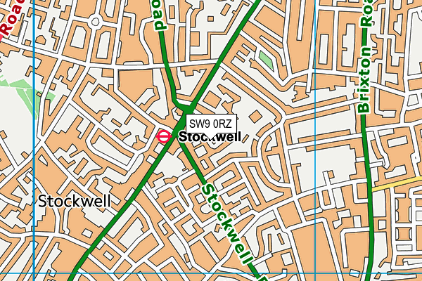 SW9 0RZ map - OS VectorMap District (Ordnance Survey)