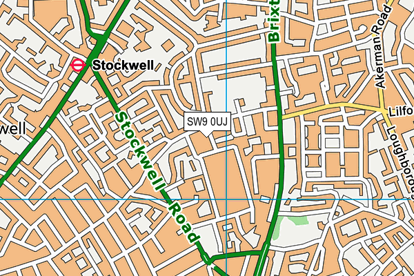 SW9 0UJ map - OS VectorMap District (Ordnance Survey)