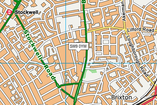 SW9 0YW map - OS VectorMap District (Ordnance Survey)