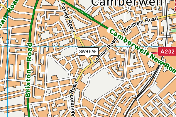 SW9 6AF map - OS VectorMap District (Ordnance Survey)