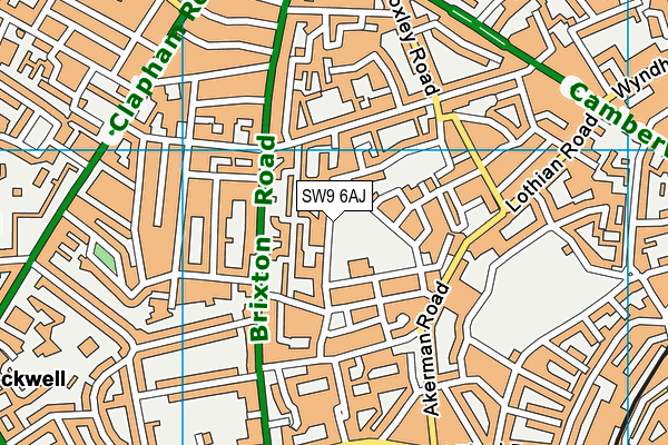 SW9 6AJ map - OS VectorMap District (Ordnance Survey)