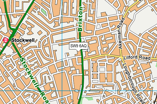 SW9 6AQ map - OS VectorMap District (Ordnance Survey)