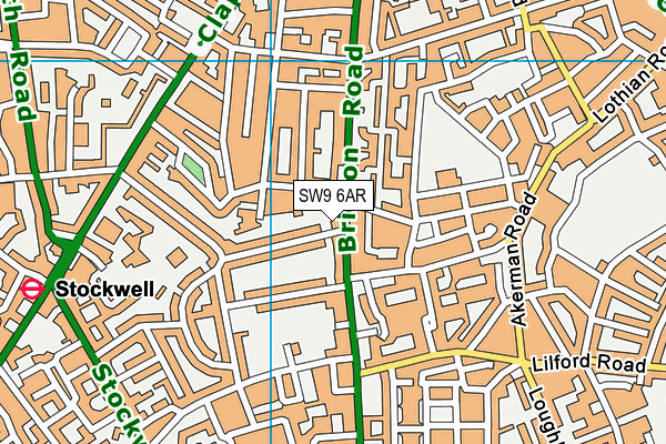 SW9 6AR map - OS VectorMap District (Ordnance Survey)