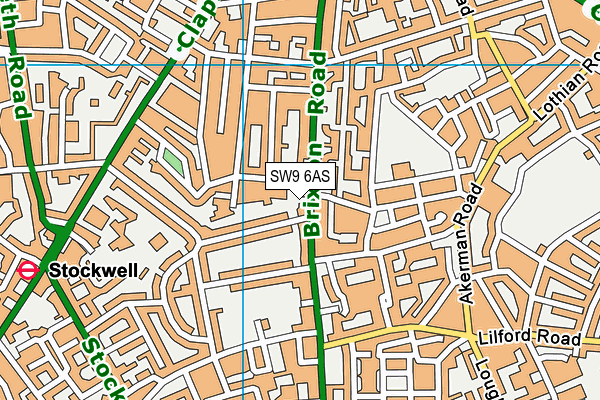 SW9 6AS map - OS VectorMap District (Ordnance Survey)