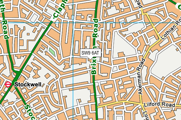 SW9 6AT map - OS VectorMap District (Ordnance Survey)