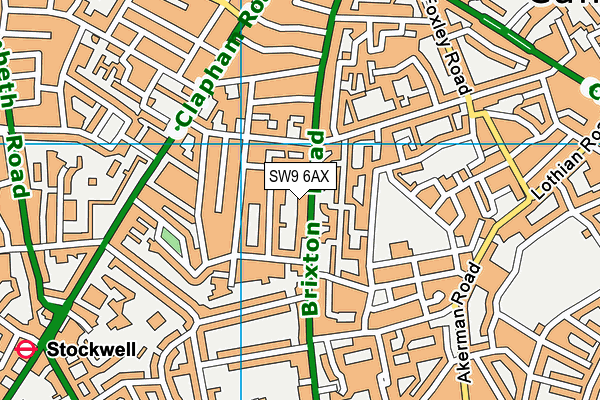 SW9 6AX map - OS VectorMap District (Ordnance Survey)
