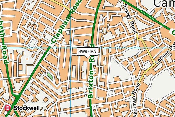 SW9 6BA map - OS VectorMap District (Ordnance Survey)