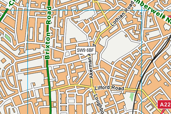 SW9 6BF map - OS VectorMap District (Ordnance Survey)