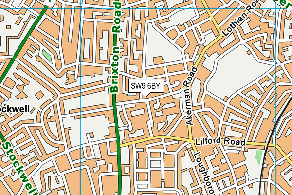 SW9 6BY map - OS VectorMap District (Ordnance Survey)