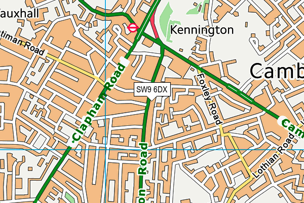 SW9 6DX map - OS VectorMap District (Ordnance Survey)