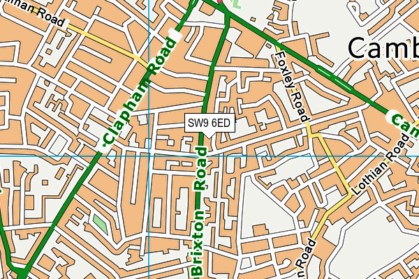 SW9 6ED map - OS VectorMap District (Ordnance Survey)