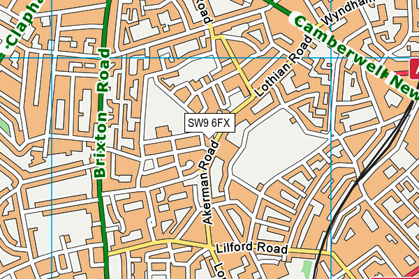 SW9 6FX map - OS VectorMap District (Ordnance Survey)