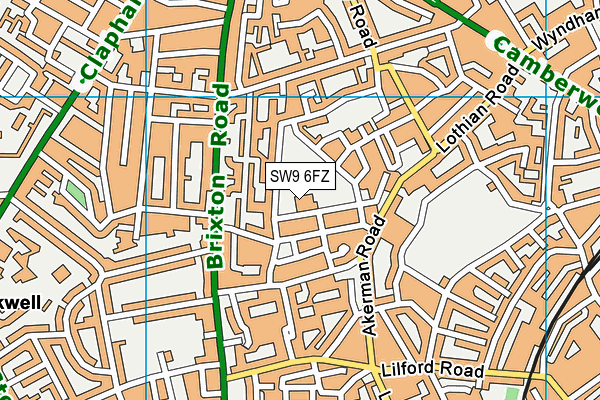 SW9 6FZ map - OS VectorMap District (Ordnance Survey)