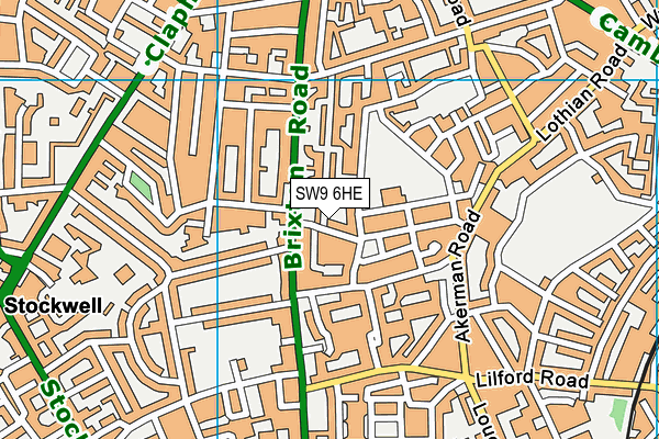 SW9 6HE map - OS VectorMap District (Ordnance Survey)