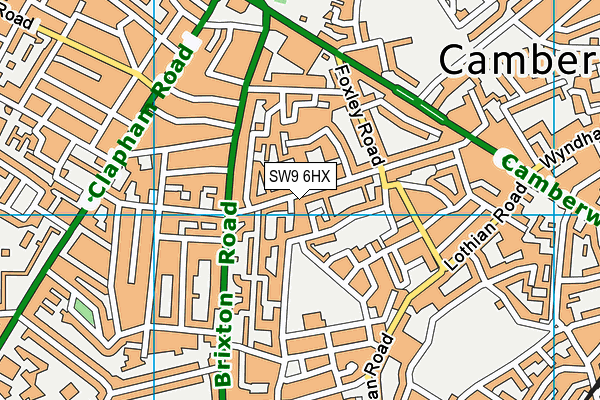 SW9 6HX map - OS VectorMap District (Ordnance Survey)