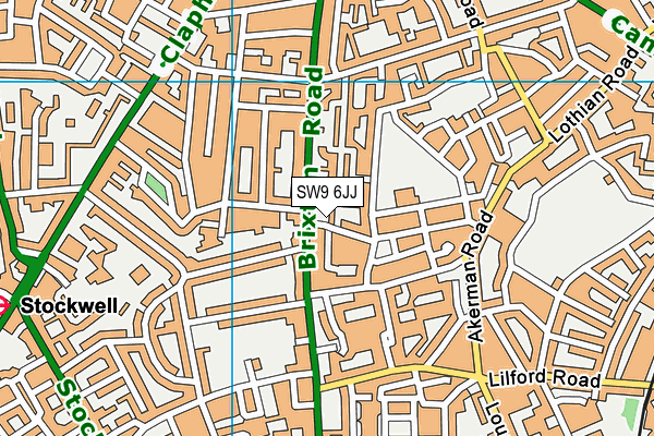 SW9 6JJ map - OS VectorMap District (Ordnance Survey)