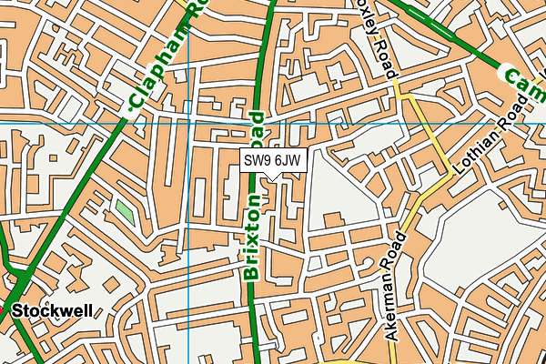SW9 6JW map - OS VectorMap District (Ordnance Survey)