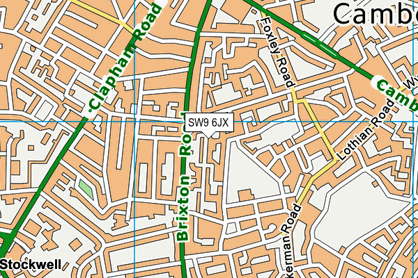 SW9 6JX map - OS VectorMap District (Ordnance Survey)