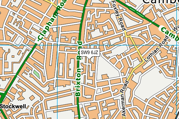 SW9 6JZ map - OS VectorMap District (Ordnance Survey)