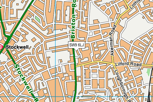 SW9 6LJ map - OS VectorMap District (Ordnance Survey)